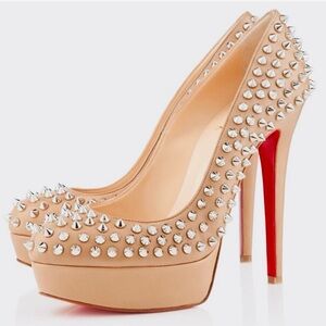 Authentic Christian Louboutin Beige Spiked Heels